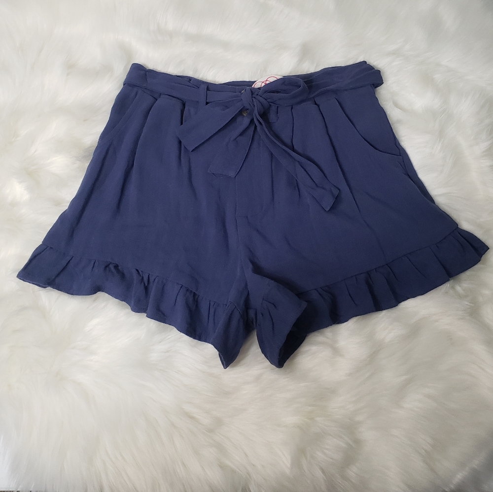 NWT Umgee Blue Linen Shorts Size S